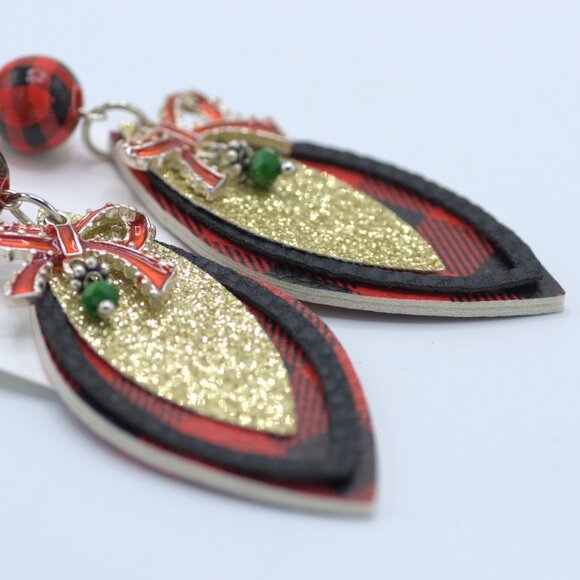 Handmade Dangle Christmas earrings - Picture 3 of 8